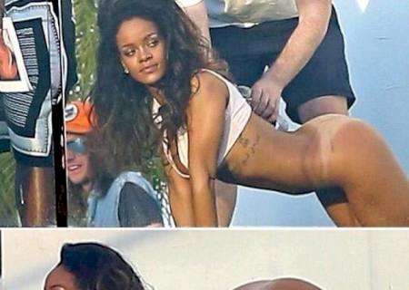 Rihanna fica de bumbum de fora para ensaio fotográfico