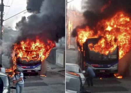 Ônibus é incendiado na zona leste de SP