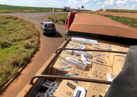 DOF apreende carreta roubada e carregada com cigarros entre Naviraí e Ivinhema