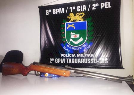 Polícia Militar apreende espingarda de pressão modificada em Taquarussu