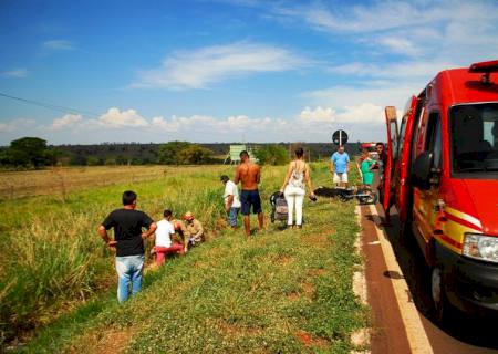 Motociclista fica ferido após sofrer queda na BR-267 em Bataguassu