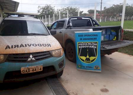 PMR de Amandina apreende caminhonete roubada e carregada com 1 ton de maconha