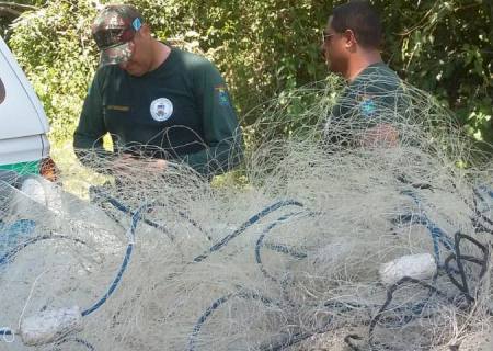 Polícia Ambiental de Anaurilândia apreende 1,5 mil metros de redes de pesca