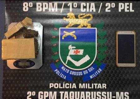 Polícia Militar prende jovem por tráfico de drogas em Taquarussu