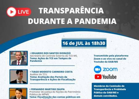 TCE-MS participa com autoridades de live sobre ''Transparência durante a pandemia''