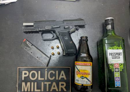 Homem embriagado é preso com pistola calibre 9mm em Angélica