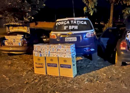 Na rota do contrabando, Força Tática apreende dois carros lotados de cigarros em Ipezal