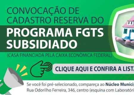 Bataguassu convoca famílias pré-selecionadas do Programa FGTS Subsidiado para entrega de documentação