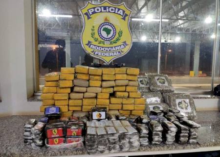 PRF apreende 61 kg de maconha, haxixe e skunk em Ponta Porã