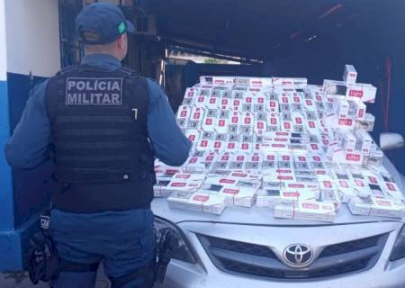 PM apreende mercadorias e cigarros contrabandeados em Brasilândia