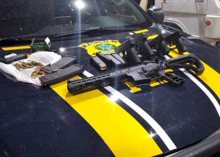 PRF apreende seis armas, munições e drogas em Terenos