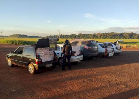 DOF apreende cinco carros carregados com cigarros em Ponta Porã