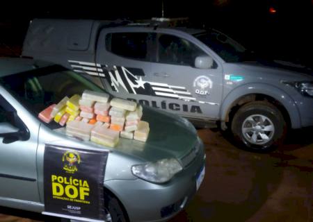 Vídeo: DOF intercepta Palio que transportava 36 kg de pasta base de cocaína até Nova Andradina