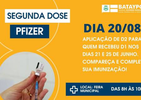 Aplicação de D2 de Pfizer nesta sexta-feira