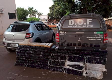 Vídeo: DOF intercepta em bloqueio carro abarrotado de maconha em Maracaju