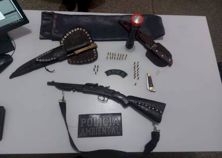 Caçador é preso com rifle, munições e materiais de caça em Rio Verde do Mato Grosso