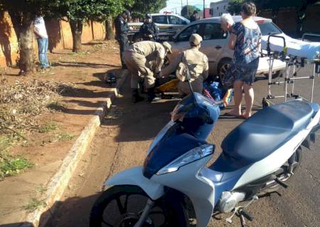 Motociclista fica ferido após colisão com carro em Nova Andradina