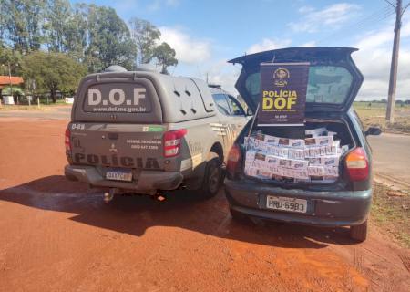 DOF apreende carro abarrotado com cigarro contrabandeado do Paraguai