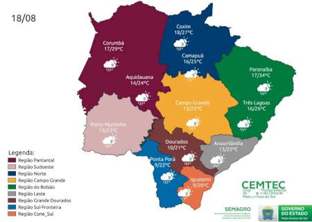 Frente fria derruba temperatura nesta quinta-feira em MS