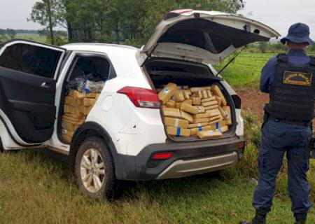 Traficante foge e abandona carro com mais de R$ 1,4 milhão em maconha na MS-164