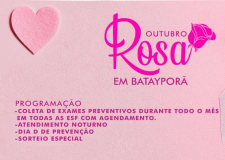 Em Batayporã, Outubro Rosa tem reforço com atendimento noturno nas ESF e Dia D de Prevenção