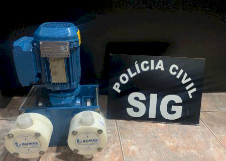 SIG recupera bomba dosadora de água avaliada em R$ 30 mil e prende receptador em Nova Andradina