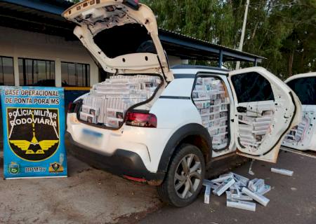 Polícia Militar Rodoviária apreende dois veículos transportando cigarros contrabandeados em Ponta Porã