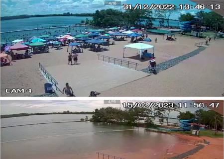 Aumento da vazão de água liberada pela Usina de Porto Primavera reflete em ''alagamento'' no Balneário de Rosana