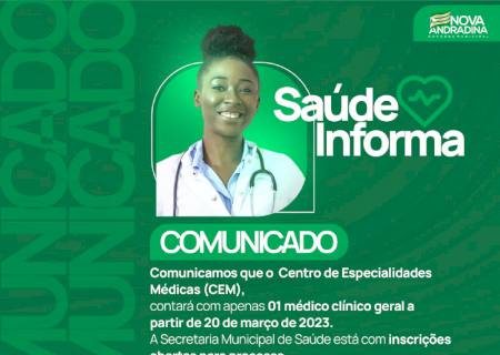 Secretaria de Saúde envia comunicado sobre atendimento no CEM