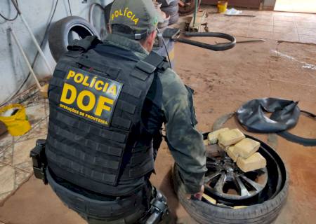 DOF encontra 30 kg de maconha dentro dos pneus de carro em Caarapó