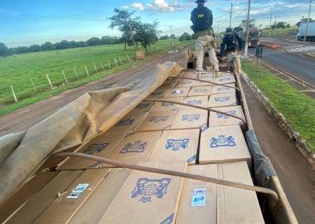 PRF apreende 250 mil maços de cigarro contrabandeados em Campo Grande