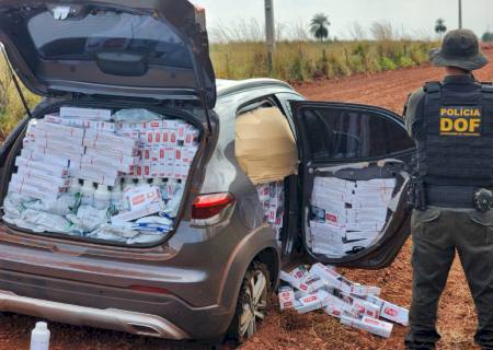 Carro carregado com cigarros e agrotóxicos contrabandeados é apreendido em Ponta Porã