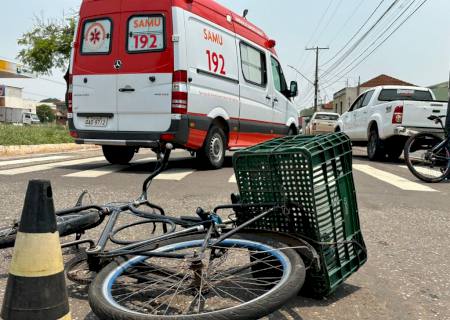 Ciclista fica ferido ao ser colhido por caminhonete na Moura Andrade