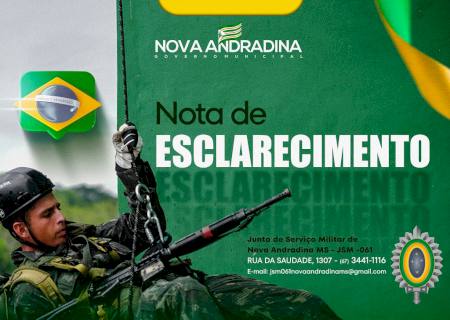 Nota de esclarecimento da Junta de Serviço Militar de Nova Andradina