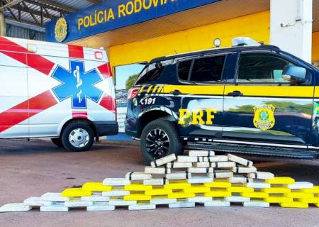 PRF encontra 62 kg de cocaína sendo transportada em ambulância em MS