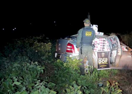 Veículo adulterado capota com cigarros e defensivos agrícolas contrabandeados em Maracaju