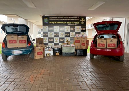 DOF apreende carros carregados com mais de R$ 340 mil em materiais ilegais em Dourados