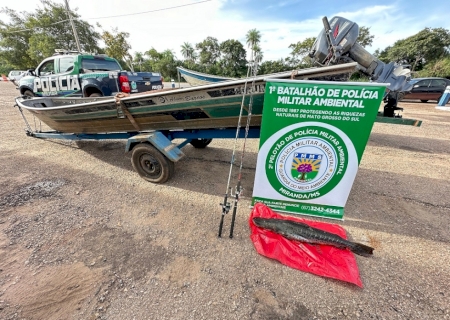 Polícia Ambiental de Miranda autua e prende pescador por pesca sem licença ambiental e uso de petrechos proibidos