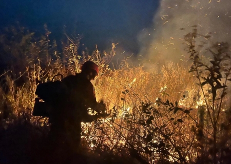 Combate aos incêndios no Pantanal de MS avança pela noite