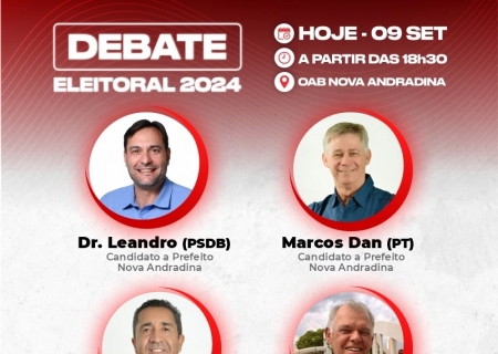 Candidatos a prefeito de Nova Andradina se encontram hoje em debate eleitoral