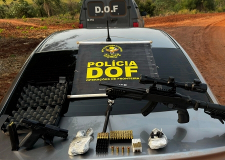 Homem é preso pelo DOF com rifle, pistola, munições e cocaína em Tacuru