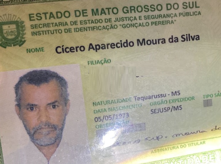 Cícero Aparecido Moura da Silva, de 49 anos, natural de Taquarussu e conhecido por Caquim - Foto: Jornal da Nova