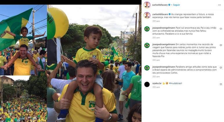 Carlos Fávaro, hoje ministro de Lula, em manifestação pelo impeachment de Dilma Foto - Reprodução/Instagram Carlos Fávaro/13-3-2016